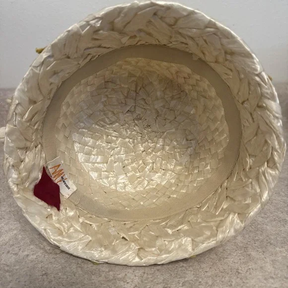 Vintage 50s Amy New York Floral Cellophane Hat Garden Party Spring Chic‎